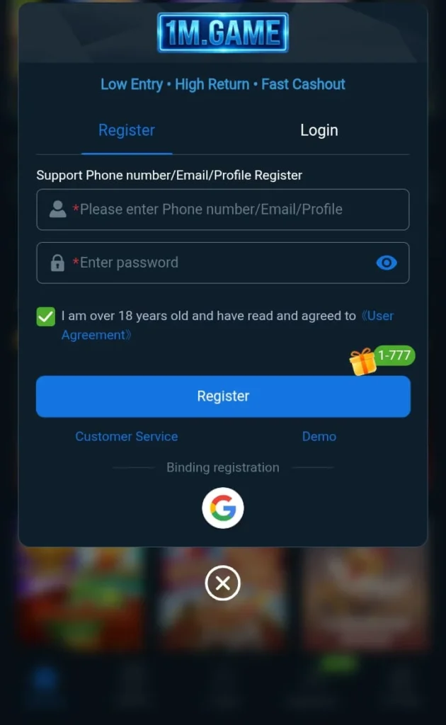 1M Game Login for free on Android 2026
