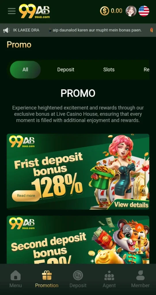 Register to 99AB Game Login and play variety of free-style casino games