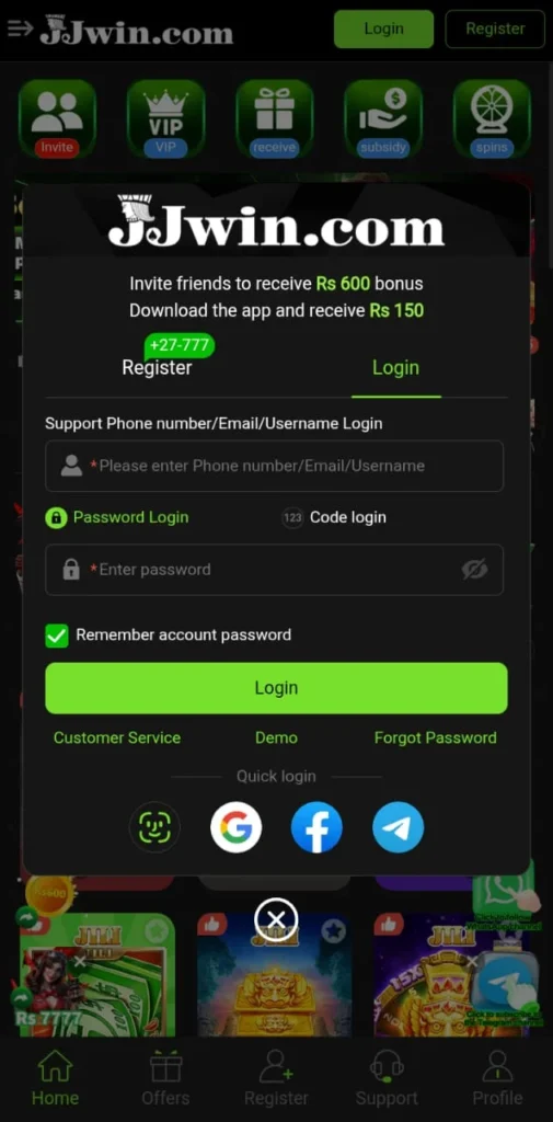 Register in JJWin Com Download APK and enjoy its fair gameplay