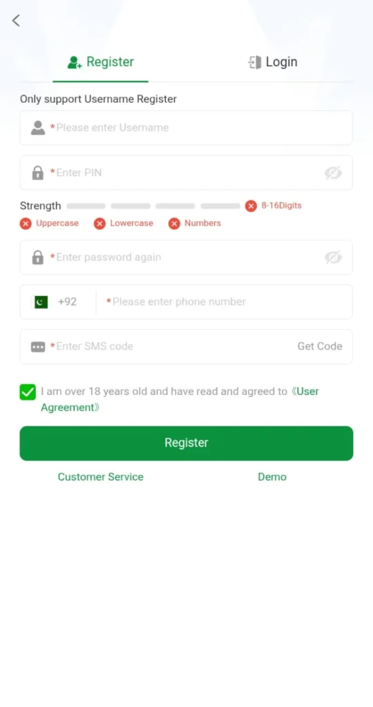 Register an account in PK6 Game login for free