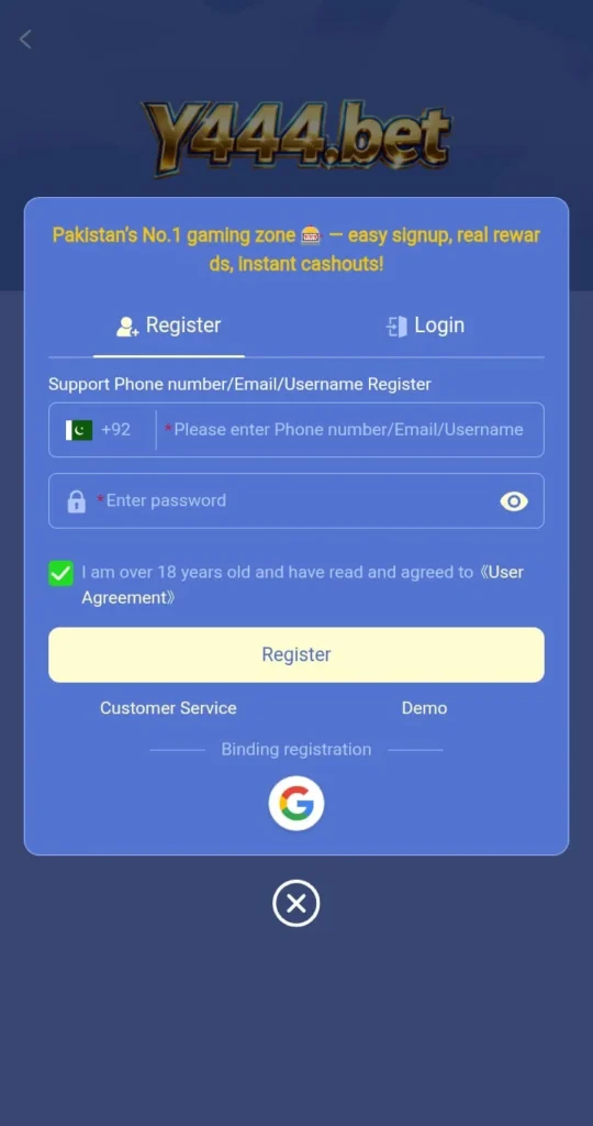 Register an account in Y444 Login for free