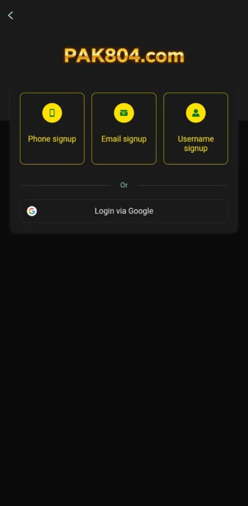 signup ways in PAK804 Com 