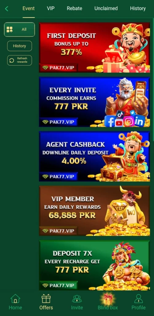 Register an account in the latest version PAK 77 Game for free