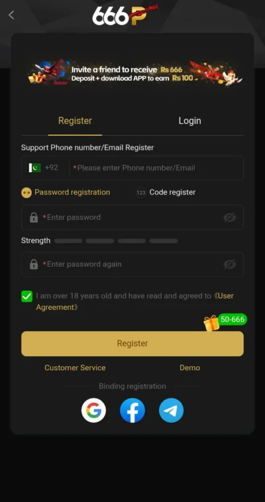 Register an account in 666 P Game App for free latest version 2025