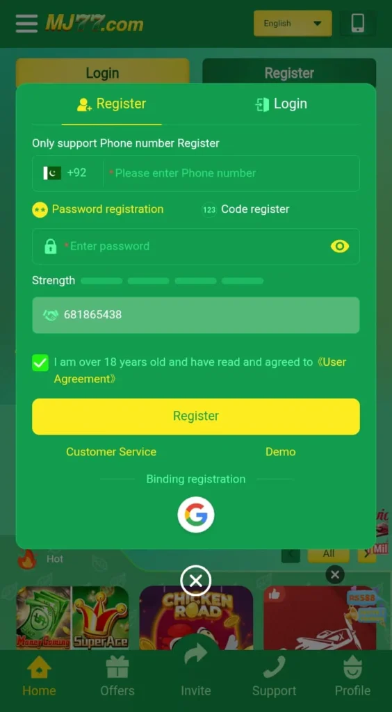 Register an account in the latest version in the MJ77 Login for free 2025