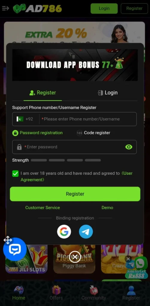 Register an Account in the latest version 2026 from the AD786 Game Login for Free