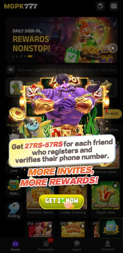 MGPK 777 Game for Android and iOS devices